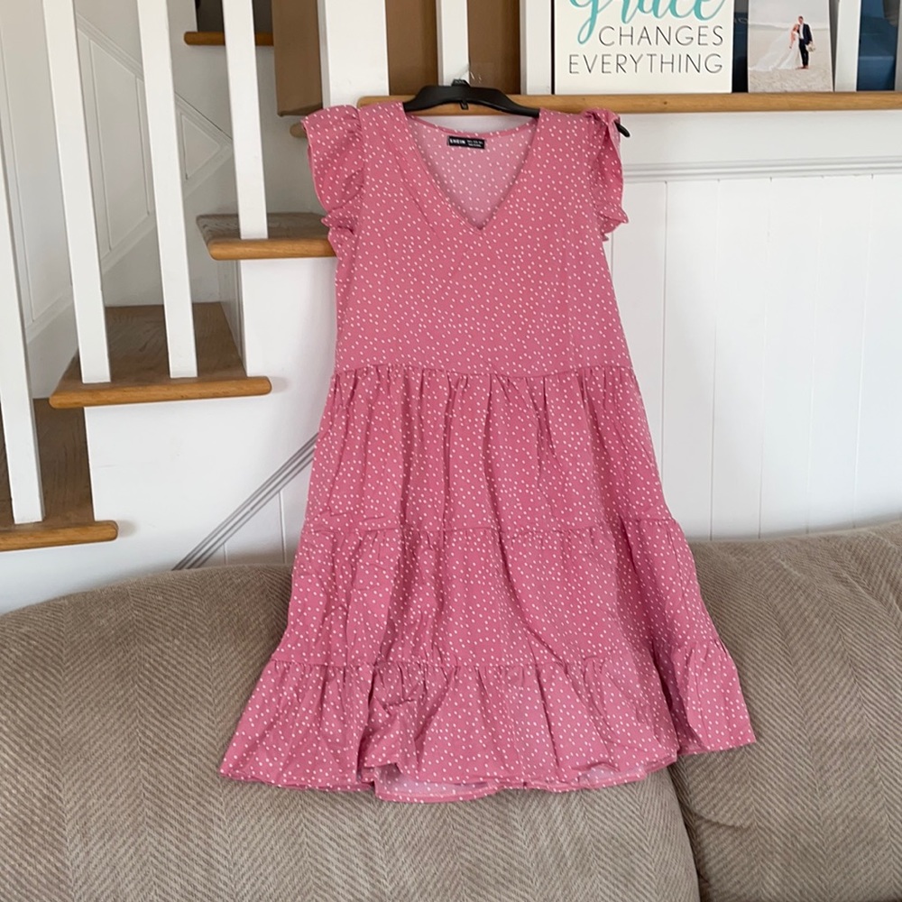 Pink dress with cute subtle polka dots!